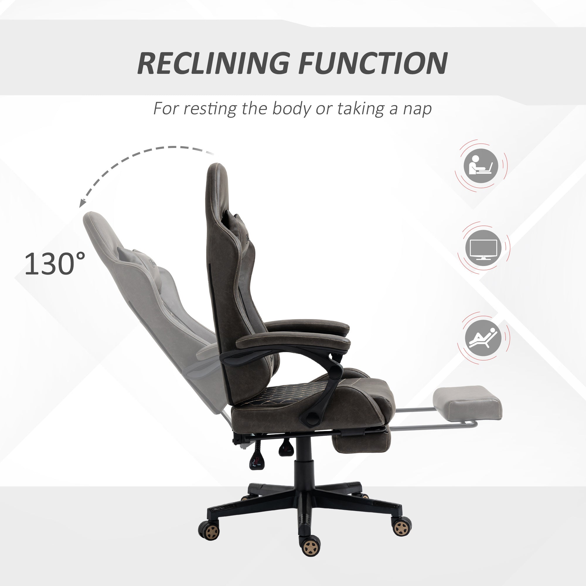 Racing Gaming Chair Diamond PU Leather Office Gamer Chair High Back Swivel Recliner with Footrest