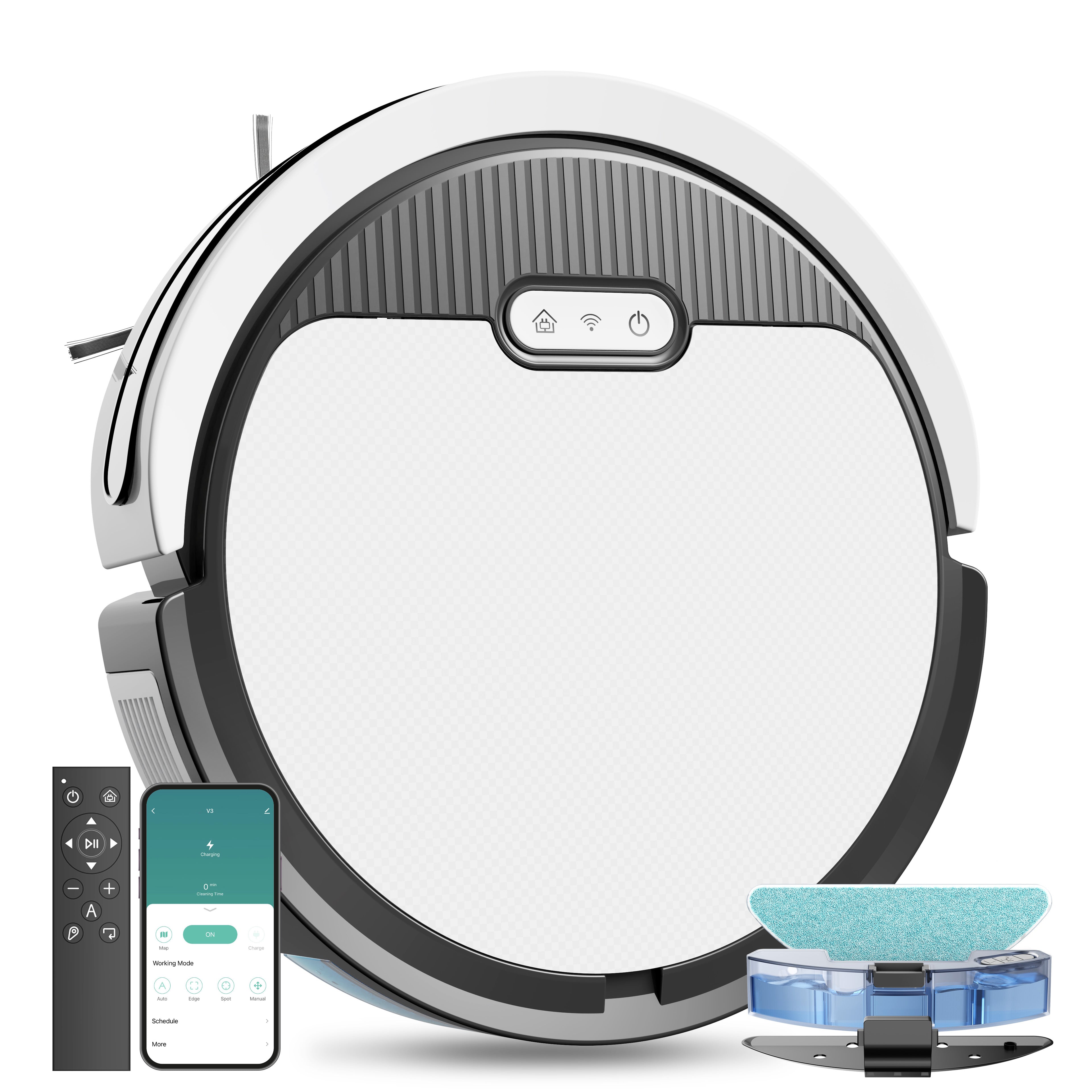 Robot Vacuum And Mop, 3 In 1 Combo Cleaner For Home With Pet Hair And Hard Floor, 5000Pa Suction, 120 Mins Run Time,Self-Charging,Super Thin Body